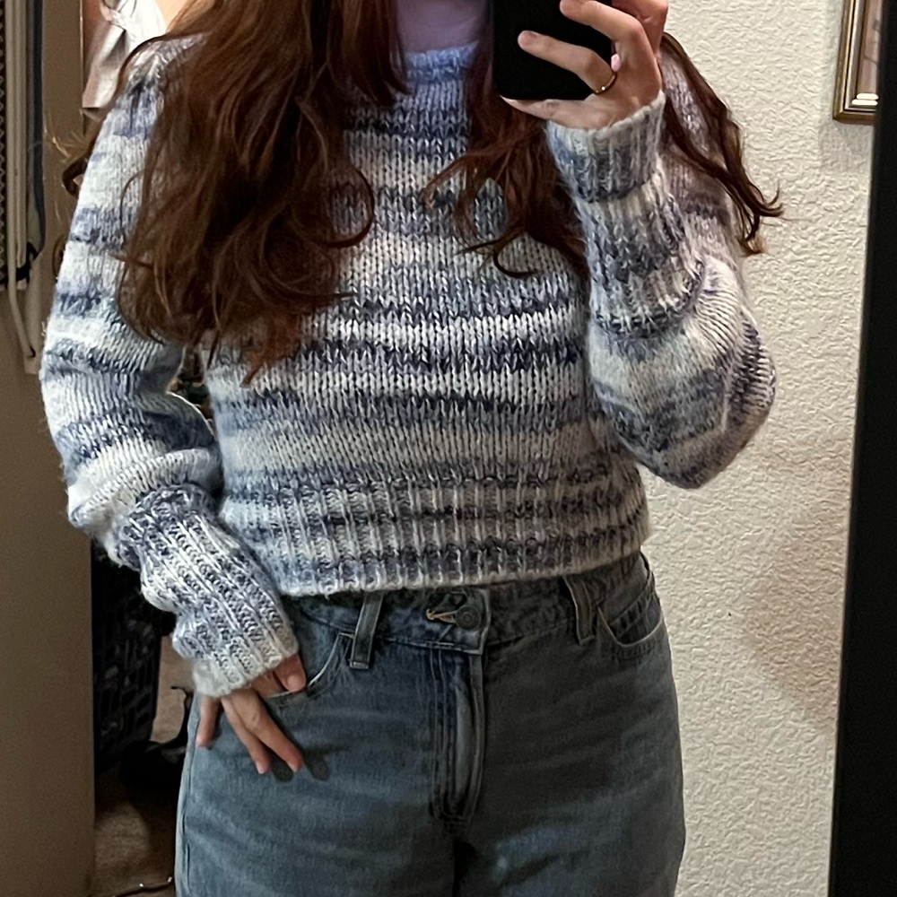 Wild Fable Striped Knit Sweater - Blue and White